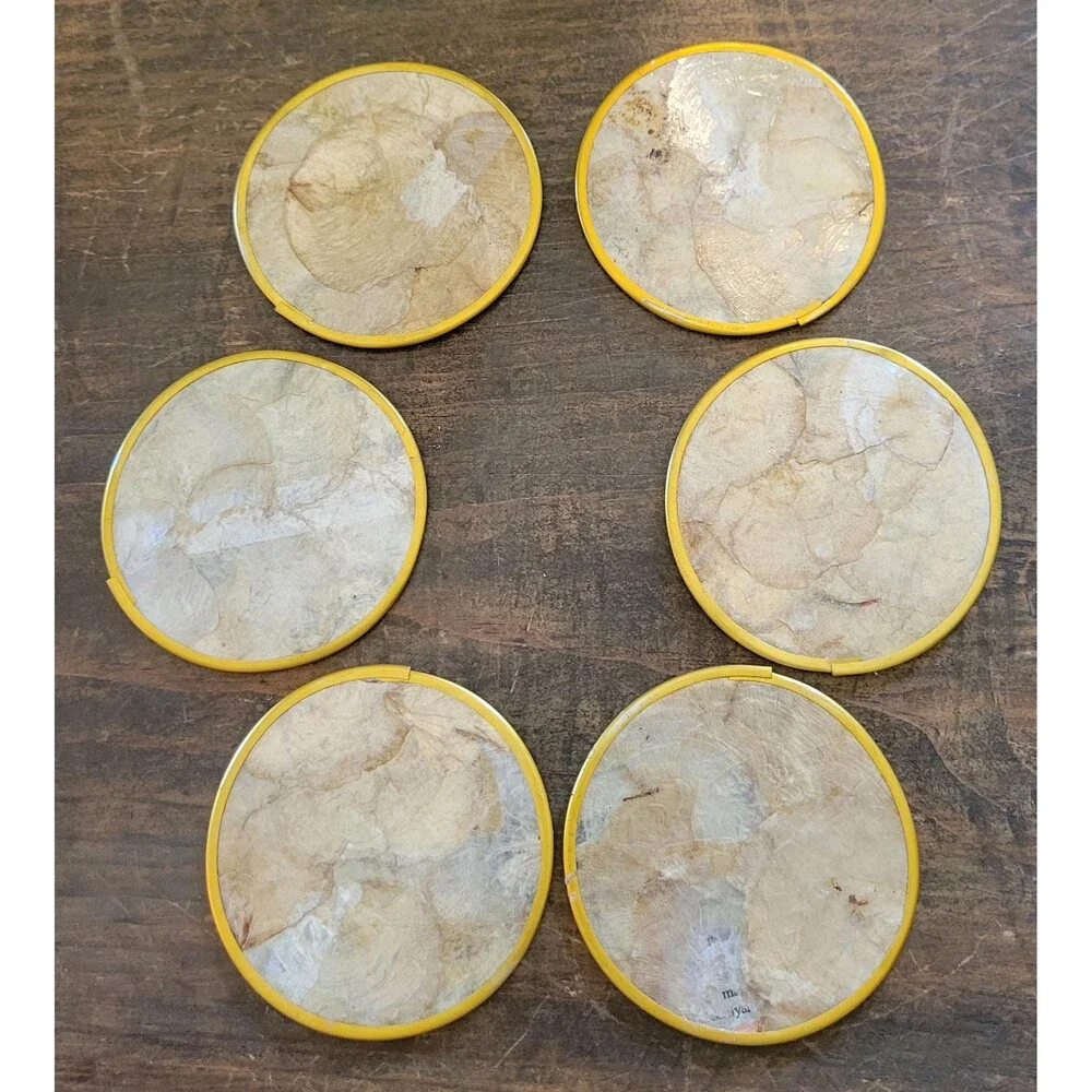 Mid Century Modern Seashell Coasters, Coastal Boho Drink Coasters